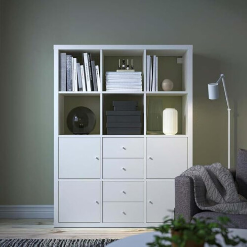 ikea White 12 Cube Unit with 6 Inserts 112x147cm