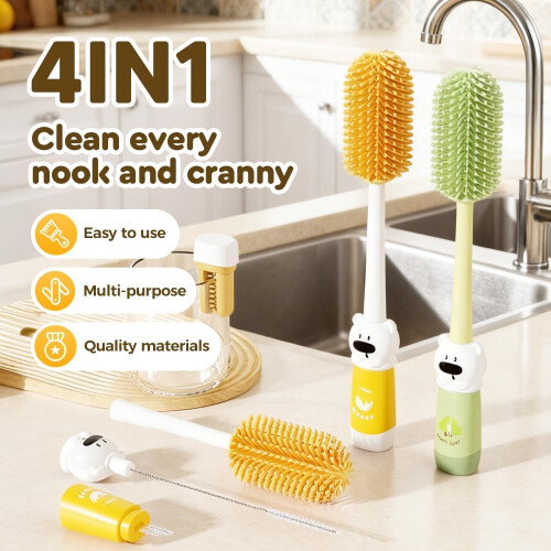 (Yellow, -) Brosse bouteille 4-en-1, vert 1