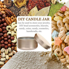48 Pcs Candle Jar Decorative Labels Empty Storage Tins Candle Tin Can Candlestick Holders Round Tin Containers, A