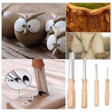 9PCS Clay Sculpting Tools Wooden Handle Pottery Carving Tool Kit Pottery Clay Trimming Tools
