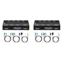 2X KVM -Compatible+VGA 4K 1080P KVM with -Compatible Port for 2 Hosts Sharing Mouse Keyboad