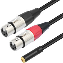 3.5mm Dual XLR to 1/8 Female Adapter 1/8 Inch to Dual XLR Male Stereo Cable for Stereo Mic to L & R Audio Track