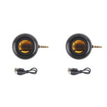 2X Tragbarer -Lautsprecher, Universelle 3,5-mm-Soundbox, Handy-Lautsprecher, Verstärker, Externe Kabelgebundene Lautsprecher, Transparent Schwarz