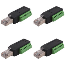 4X RJ45-Anschlussstecker mit Schraubklemmen, Lötfreier RJ45-Stecker auf 8-Poligen Klemmenblockadapter für Ethernet Cat5/6/7 AV