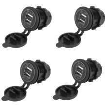 4X 5V 4.2A Dual 2USB Charger Socket Adapter Power Outlet for 12V 24V Car Motorcycle()