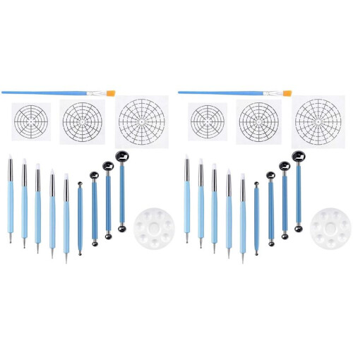 Set of 28 Mandala Dotting Stencil Tools Rock Painting Kit Dotting Tools Include Templates, Paint Tray, Mandala Tools