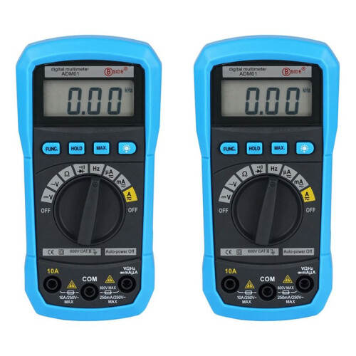 2X BSIDE ADM01 Digital Multimeter Multifunction AC/ Voltage Current Temperature Resistance Capacitance Pocket Tester