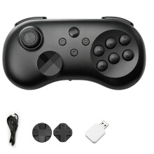 Y04 Wireless Game Controller with Receiver for /PC/PS4 - Hall Effect Joystick 6-Button Layout Arcade Gamepad Black