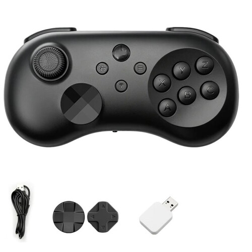 Y04 Wireless Game Controller with Receiver for /PC/PS4 - Hall Effect Joystick 6-Button Layout Arcade Gamepad Black 1
