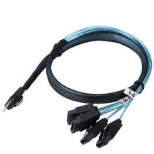 Slim SAS 4.0 SFF-8654 4i 38-Pin Host auf 4 7-Pin Target Festplatten-Fanout--Kabel für Server-Computer B