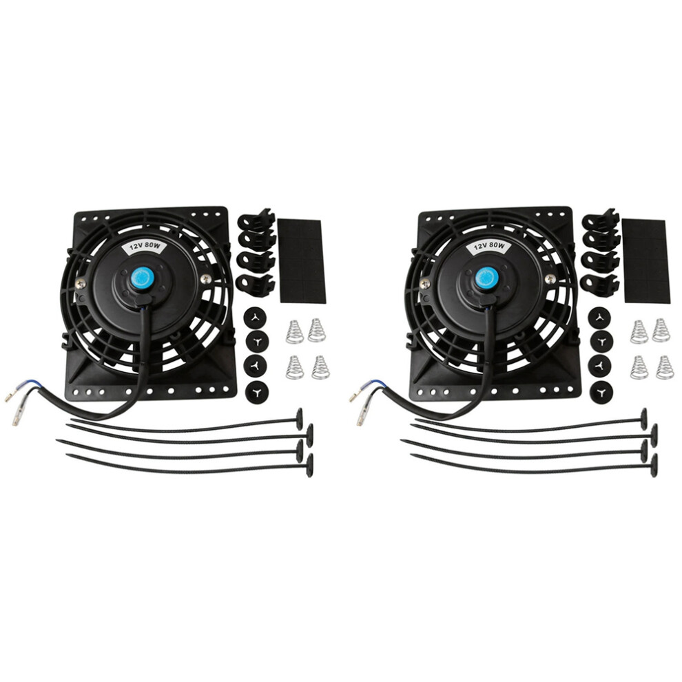 2X 6 Inch Slim 650Cfm Radiator Cooling Fans Universal Slim Pull Push 12V 80W Direct Replacement Fan With Mount Kit 6031960114784