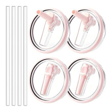 Pacote com 4 Tampas de Reposição para Copo Térmico HydroJug de 1,2 Litro com Alça, Tampas À Prova de Vazamentos, Rosa