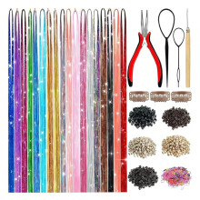 Haar-Lametta, 18 Farben Haar-Lametta-Set für Mädchen, 7600 Strähnen, Feen-Lametta-Haarverlängerungen, Holografisches Haar-Lametta, Hitzebeständig