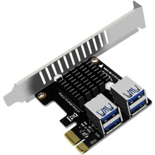 PCI-E-Riserkarte 1 auf 4 PCI Express X1-Steckplätze 4 PCIE 1X Adapter Grafikkartenerweiterung ASM1184E Multiplikatorkarte