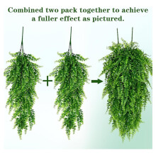 4pcs Faux Persian Leaves Hanging Fern Vines Lifelike Artificial Green Plant for Wall Indoor Home Decor Greenery Display
