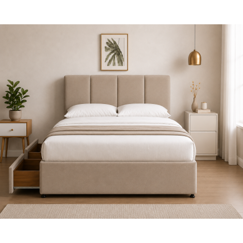 Modern Upholstered Bed with USB & Drawers Mink4FT6 1