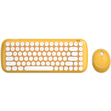 Zestaw klawiatury i myszy bezprzewodowej, ergonomiczna konstrukcja z czułą reakcją, do systemów Windows/Mac, okrągła klawiatura retro z