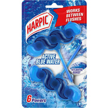 Harpic Active Fresh Toilet Rim Block Twin Pack, Atlantic Fresh, Pack of 1, Anti-Limescale, Dirt Remover, Lasts up to 10 weeks and up to 500 flushes