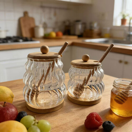 Durchsichtiger Honigbehälter, bruchsicheres-Flaches Licht 450 ml 2