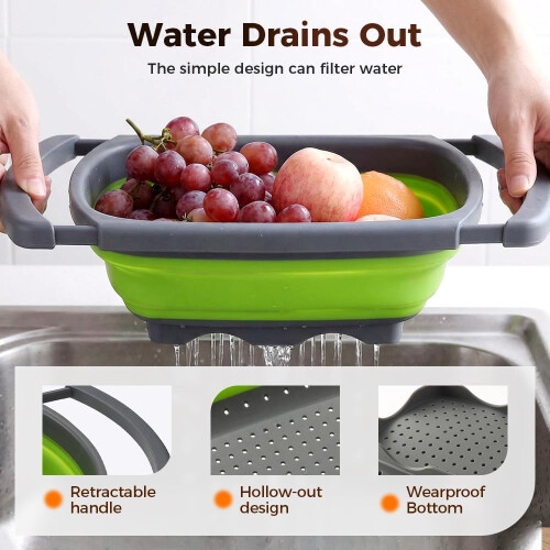 (Blue, -) 6 quart Collapsible Colander with Extendable Handles blue 2