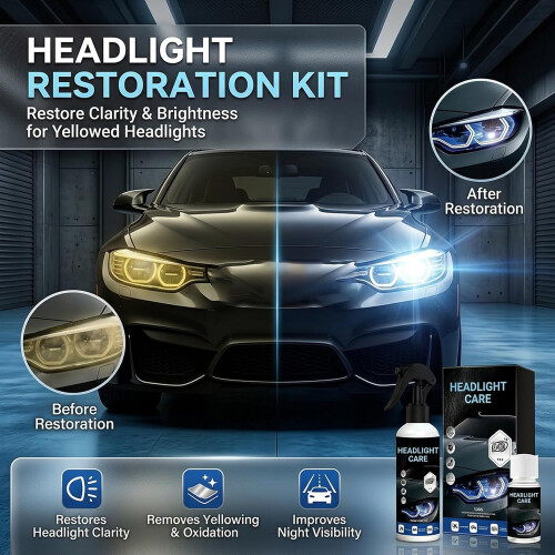 (4PCS, -) Headlight Restoration Kit, Car Headlamp Refurbisher 1