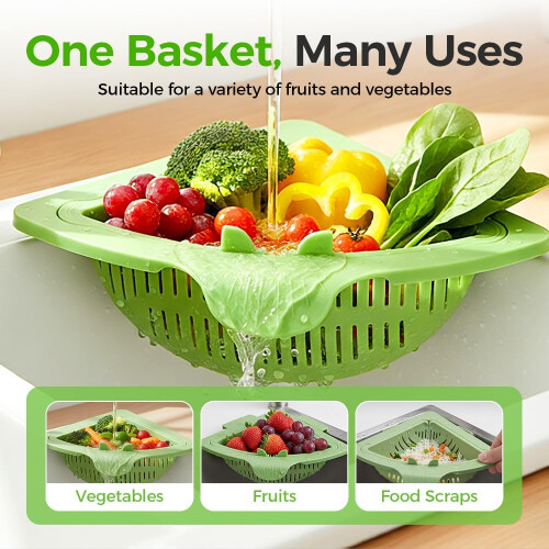 (Green, -) Magnetic Corner Sink Strainer, Triangular Drain Basket green 2