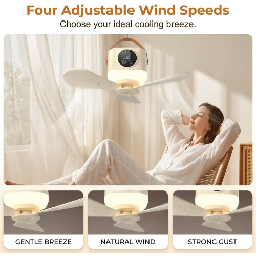 (White, -) Ventilateur plafond camping, télécommande 2