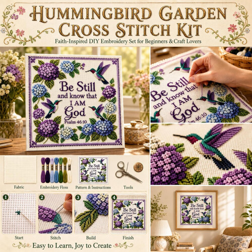 (2PCS, -) Kit de bordado de colibrí 1