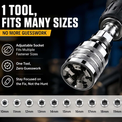 (Set a, -) Universele Socket Wrench - 10-19mm, Set A 1