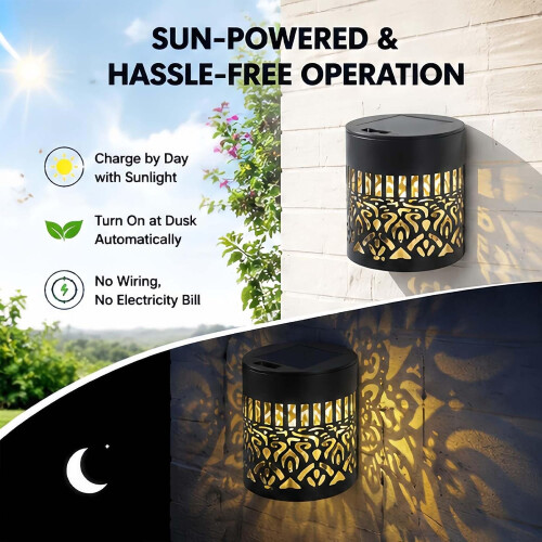 (4 mix, -) Solar Mandala Projector Wall Light, IP65 Waterproof 4 Warm Light 1