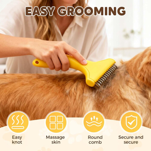 (Yellow 2pcs, -) Peigne démêloir, animaux, double 1