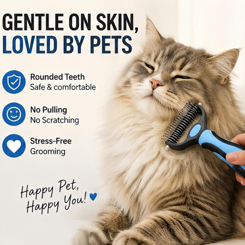 (2 blue, -) 3mix Pet Grooming Double-Sided Brush, Deshedding Tool 2