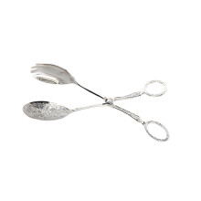 Pince à nourriture polyvalente, pince à pain à salade-Argent