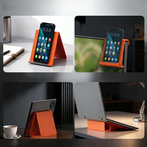 (black, -) 2pcs Foldable Silicone Phone Stand, Bendable Aluminum Core 1