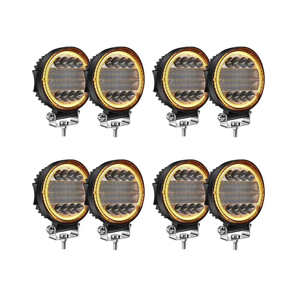 8Pcs 4 Inch Led Work Combo Spot Flood Off Road Driving Fog Lamp Light/Amber 4712566631135