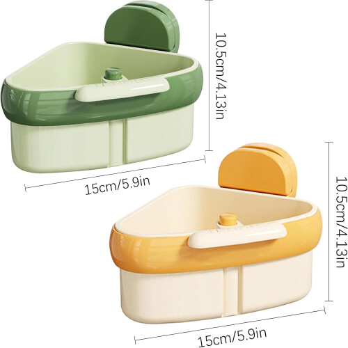 (Yellow, -) Suction Cup Sink Corner Rack, 3PCS Press Dumping Basket