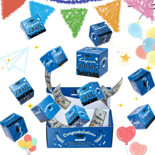 (Red 20-Layer, -) Bouncy Red Envelope Graduation Gift Box, 10-Layer Blue