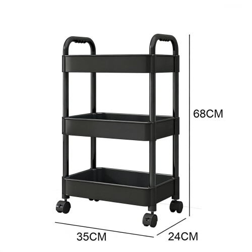 Multibao 3 Tier Storage Trolley Cart on Wheels with Handle Kitchen Bathroom 1