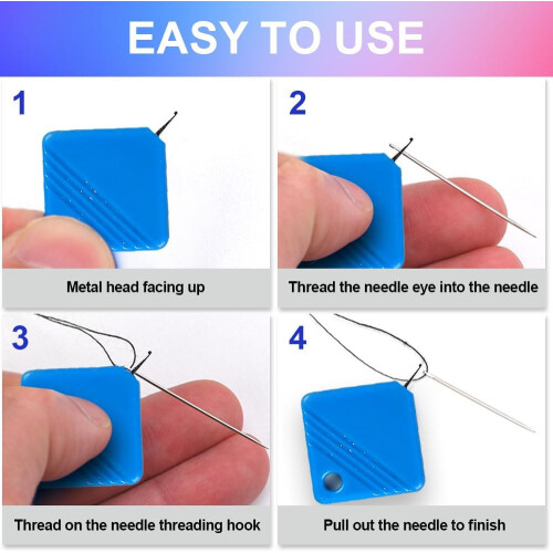 (10Pcs-Red, -) Automatic Sewing Needle Threader, Quick-Loop Device Light Blue 1