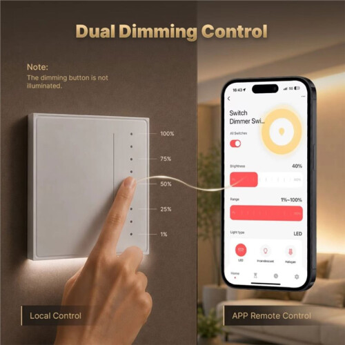 Tuya  Dimmer Light  WiFi EU Standard 1-Way   Adjust Brightness APP Remote Control Voice White 1