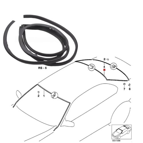 51318159785 Windshield Moulding Trim Seal Rear Upper for  E39 1997-2003 1