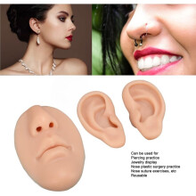 Flexibles Silikon-Modellset Des Menschlichen Körpers, Fleischfarbener Nasen-, Ohren- und Mund-Piercing-Übungstool für Piercing-Training