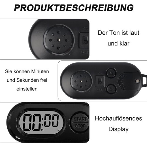 2 Pack  Digital Timer Keychain, Portable Countdown Timer and Stopwatch with LCD Display, Small Clip- Pocket Timer 1