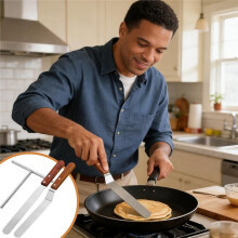 Crepes Distributor Set, Stainless Steel Crepe Spatula with 2 Spatulas, Crepes Accessories (Pack of 3)