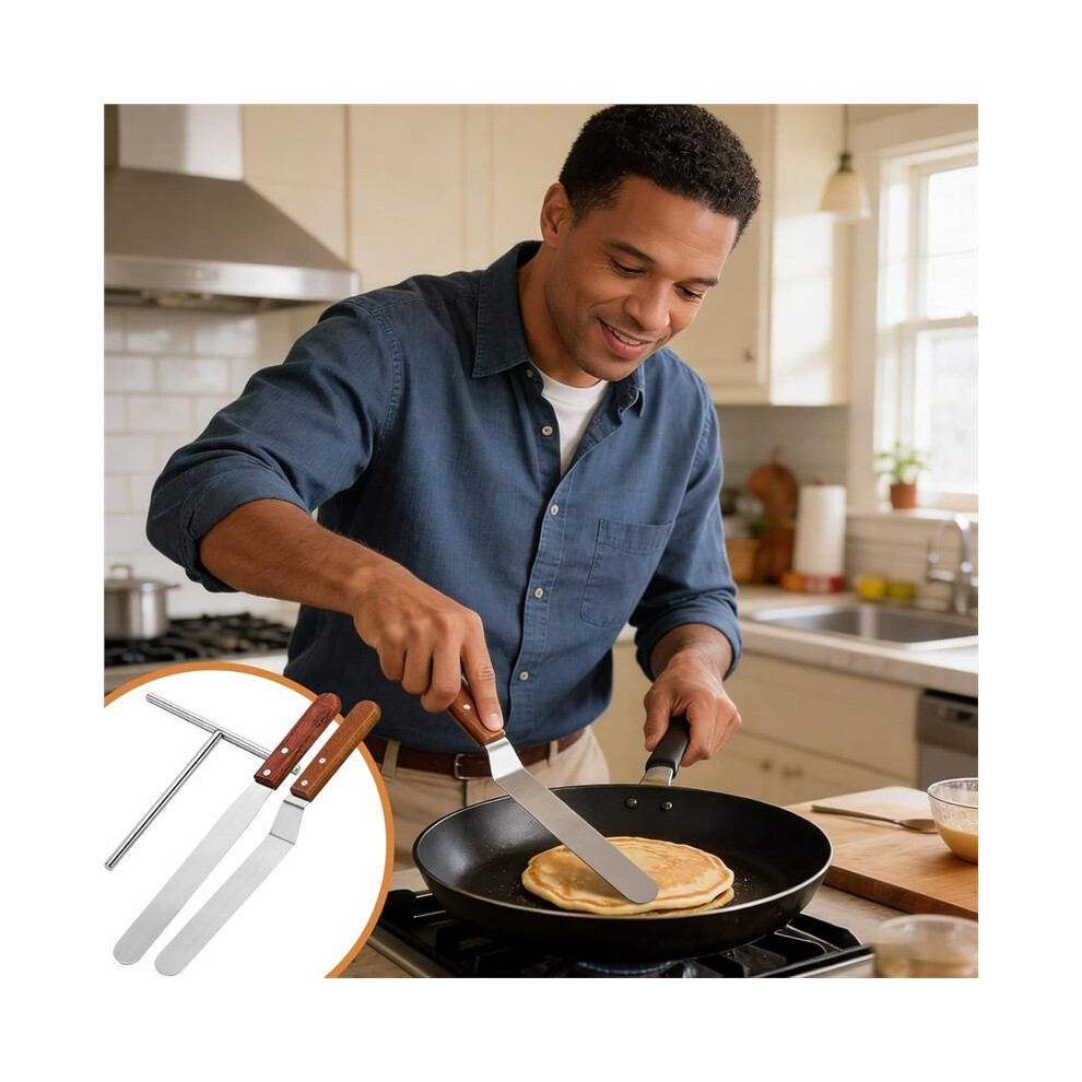 Crepes Distributor Set, Stainless Steel Crepe Spatula With 2 Spatulas, Crepes Accessories (Pack Of 3) 6031786467569