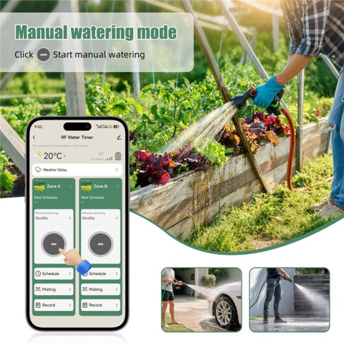 2 Zone WiFi  Water Timer App Control Garden Auto Irrigation Watering System Rain Delay with Gateway EU Plug 2