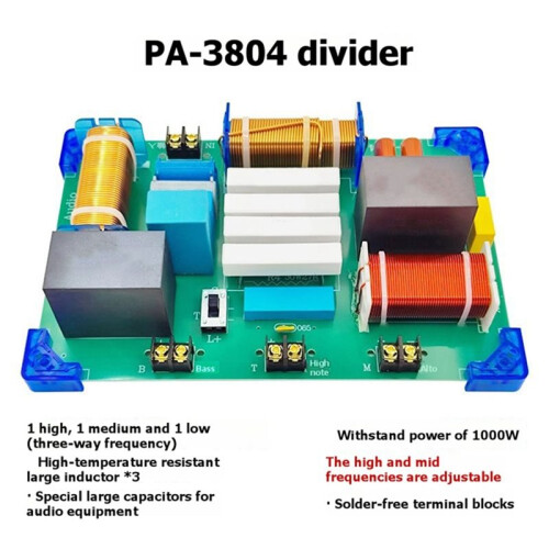1000W 3 Way Speaker Crossover PA-3804 Audio Frequency Divider Board Adjustable Tweeter Mid Woofer Network 2