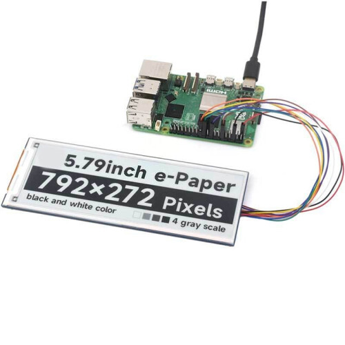 5.79inch E-Paper Display Module E-Ink 792x272 Black White SPI Interface for Raspberry Pi Jetson Series Low Power Wide 2