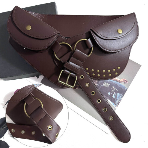 Sac de ceinture à Double poche, sac de taille, accessoire-Brun 1
