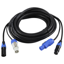Högkvalitativ Powercon 3-Polig XLR-Kombinationskabel 5 M DMX512-Strömkabel för Scenbelysning, LED-Skärm